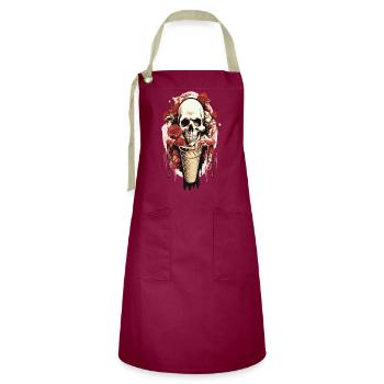 Skull Eistüte mit Rosen und Wachs - Artisan Apron - burgundy / desert sand - Front - Zoe (177cm)