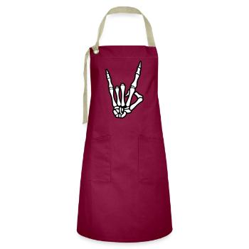 skull hand party symbol - Kontrastschürze - Burgunderrot / Sandfarben - Vorne - Zoe (177cm)