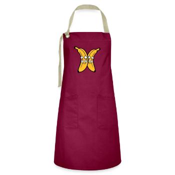 2 friends team couple banana fruit crazy grimace - Artisan Apron - burgundy / desert sand - Front - Zoe (177cm)