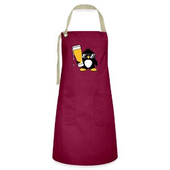 penguin sunglasses party celebrate beer alcohol gla - Artisan Apron - burgundy / desert sand - Front - Zoe (177cm)