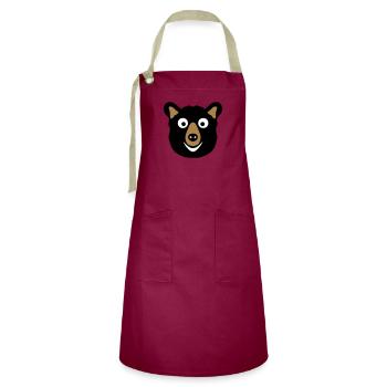 bear drawing cartoon animals - Artisan Apron - burgundy / desert sand - Front - Zoe (177cm)