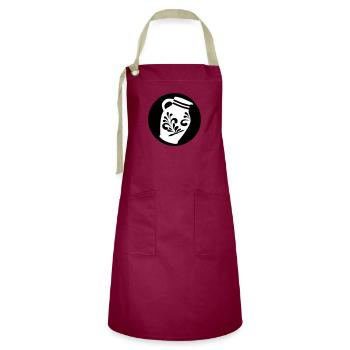 Bembel Design #Bembel #FrankfurtDesign - Artisan Apron - burgundy / desert sand - Front - Zoe (177cm)