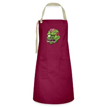 Wounded Zombie Head - Artisan Apron - burgundy / desert sand - Front - Zoe (177cm)