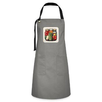 Einmachgläser Gemüse Herbst Harvest - Kontrastschürze - Grau/Schwarz - Vorne - Zoe (177cm)