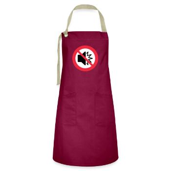 No sound - silent - mute - do not disturb - autism - Artisan Apron - burgundy / desert sand - Front - Zoe (177cm)