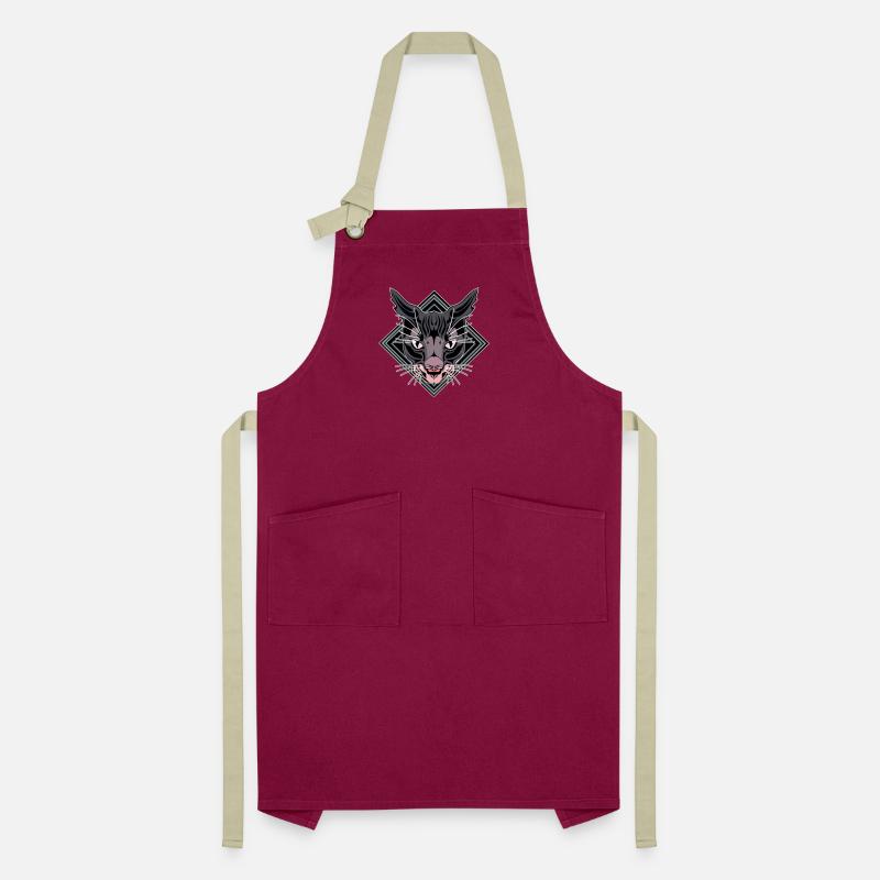 Stylized Panther Head Design Artisan Apron