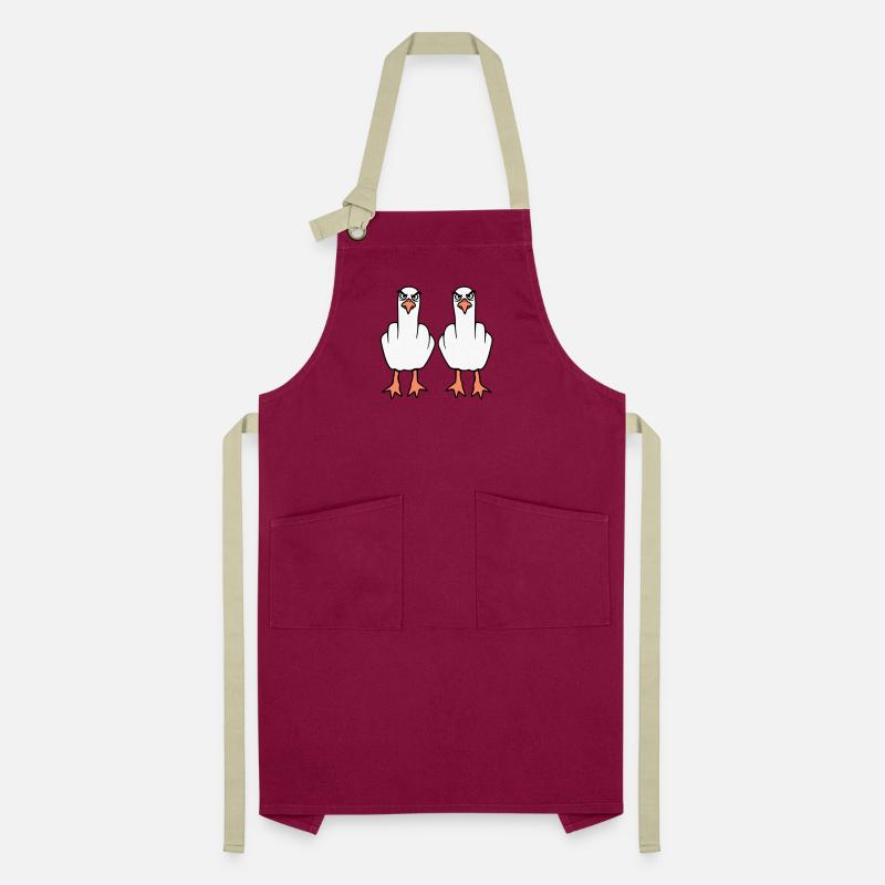 2 Seagulls Middle Finger Insult Stinkfinger Team Artisan Apron