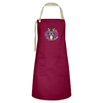 Donkey,graffiti,painting, colorful,nerd - Artisan Apron - burgundy / desert sand - Front - Zoe (177cm)
