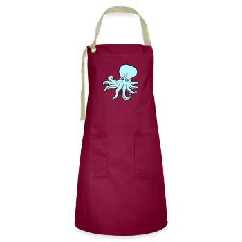 Oktopus Kraken Tintenfisch Kopffüßer Böser Blick - Kontrastschürze - Burgunderrot / Sandfarben - Vorne - Zoe (177cm)