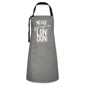 Never get lost in London - Kontrastschürze - Grau/Schwarz - Vorne - Zoe (177cm)