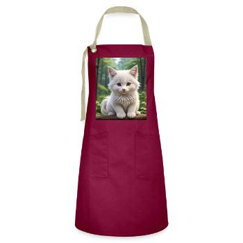Cute Cat - Artisan Apron - burgundy / desert sand - Front - Zoe (177cm)