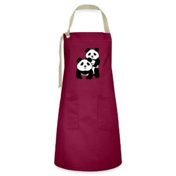 Panda Style - Kontrastschürze - Burgunderrot / Sandfarben - Vorne - Zoe (177cm)