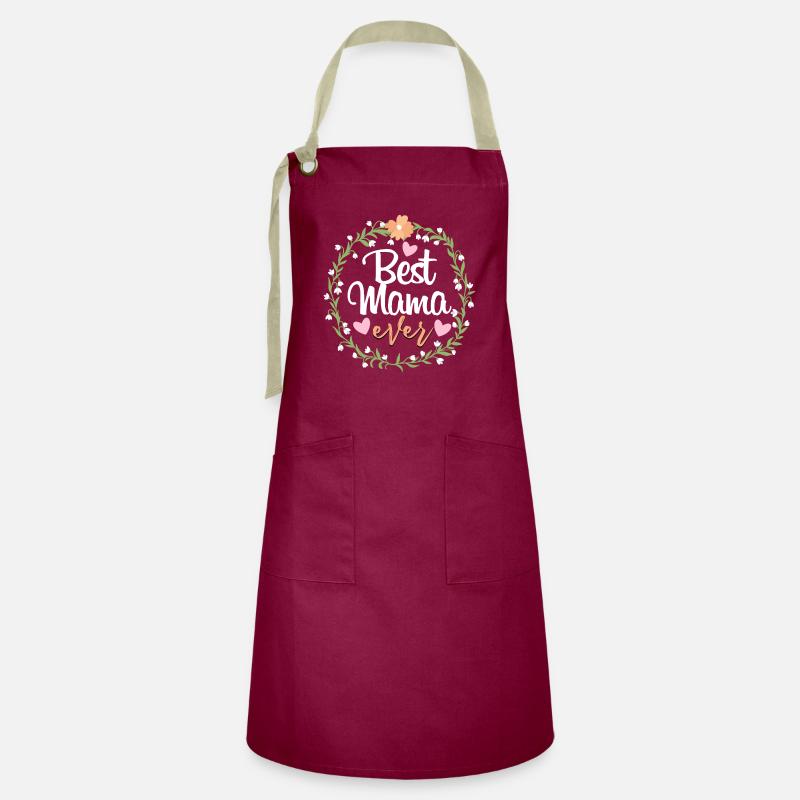 Best mom - Artisan Apron - burgundy / desert sand