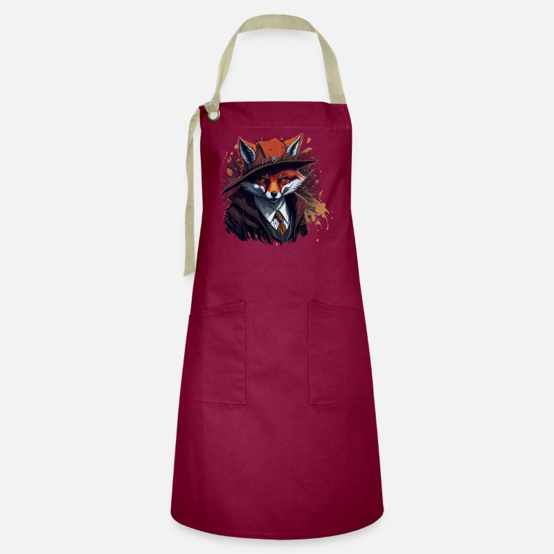 Fox Detective Splash 5000 - AI - DIGITAL - Artisan Apron - burgundy / desert sand