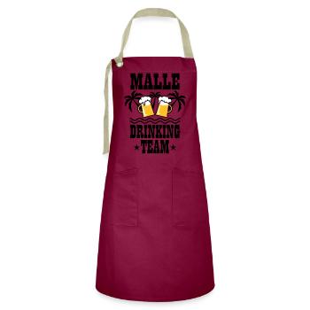 08 Malle Drinking Team Beer Mass Bier Party - Kontrastschürze - Burgunderrot / Sandfarben - Vorne - Zoe (177cm)