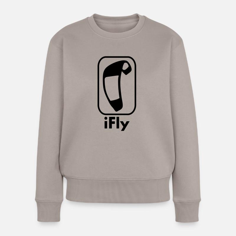 i_fly_vec_1 de - Frauen Premium Bio Pullover - Taupe