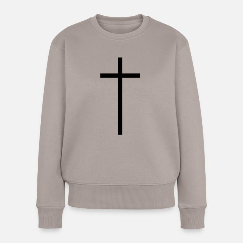 Kreuz - Frauen Premium Bio Pullover - Taupe