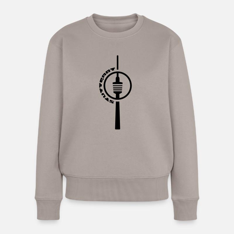 stuttgart fernsehturm kreis - Frauen Premium Bio Pullover - Taupe