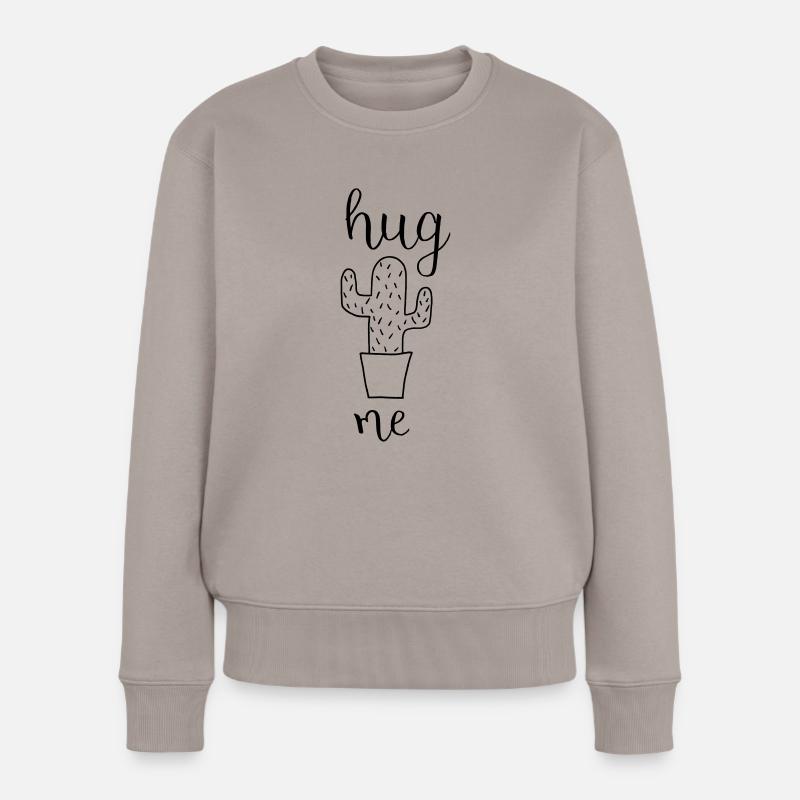 Kaktus hug me - Frauen Premium Bio Pullover - Taupe