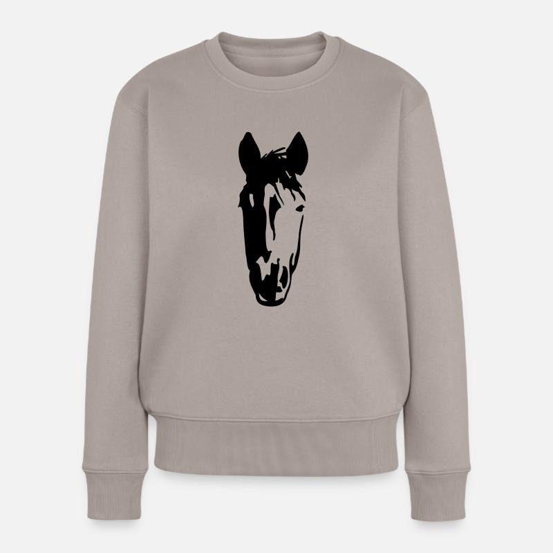 Pferdekopf3 - Frauen Premium Bio Pullover - Taupe