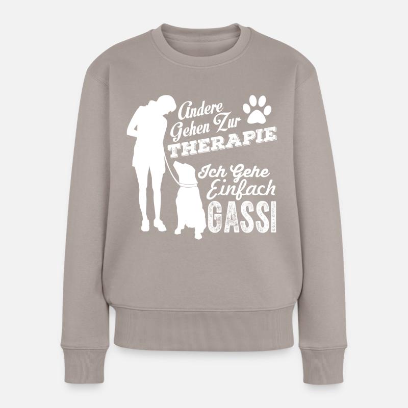 Gassi statt Therapie - Frauen Premium Bio Pullover - Taupe