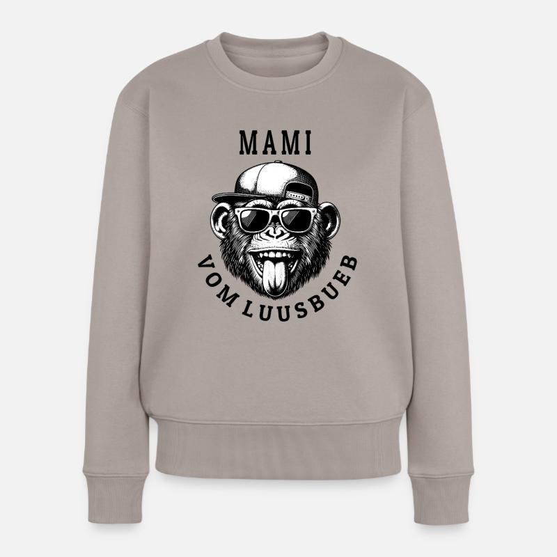 LUUSBUEBE MAMI - Cooler Affe - Frauen Premium Bio Pullover - Taupe
