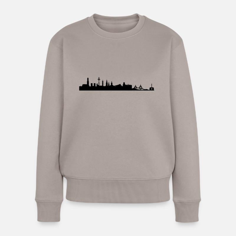 Skyline Hamburg - Frauen Premium Bio Pullover - Taupe