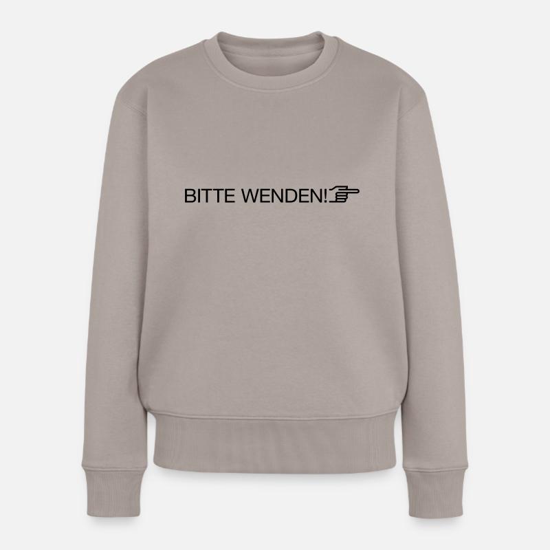 "bitte wenden" - Frauen Premium Bio Pullover - Taupe