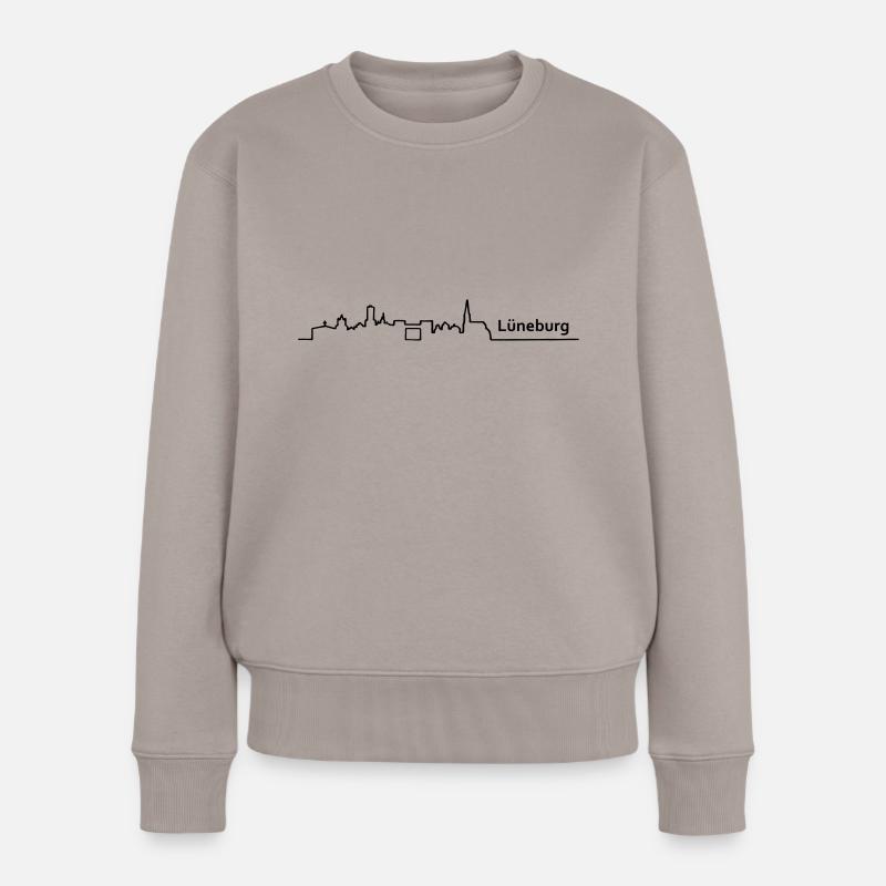 lueneburg skyline - Frauen Premium Bio Pullover - Taupe