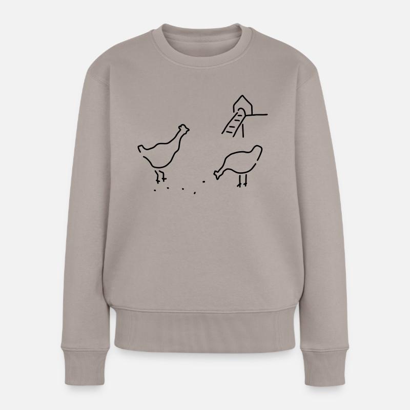 hühner beim picken - Frauen Premium Bio Pullover - Taupe