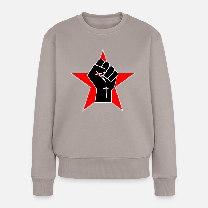 Raised Fist Logo 2 - Pull Premium bio Femme - taupe
