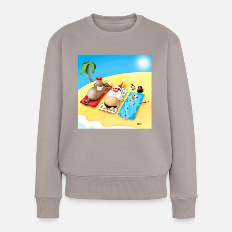 Weihnachts Strand - Frauen Premium Bio Pullover - Taupe