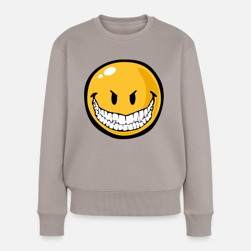 Smiley evil grin - Frauen Premium Bio Pullover - Taupe