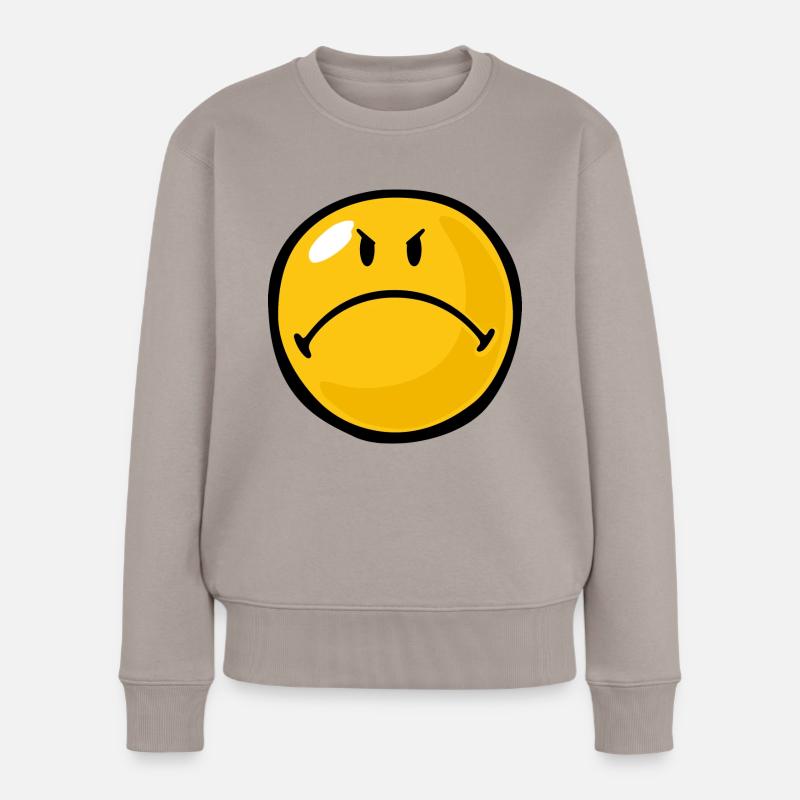 Smiley Anger Riled - Frauen Premium Bio Pullover - Taupe