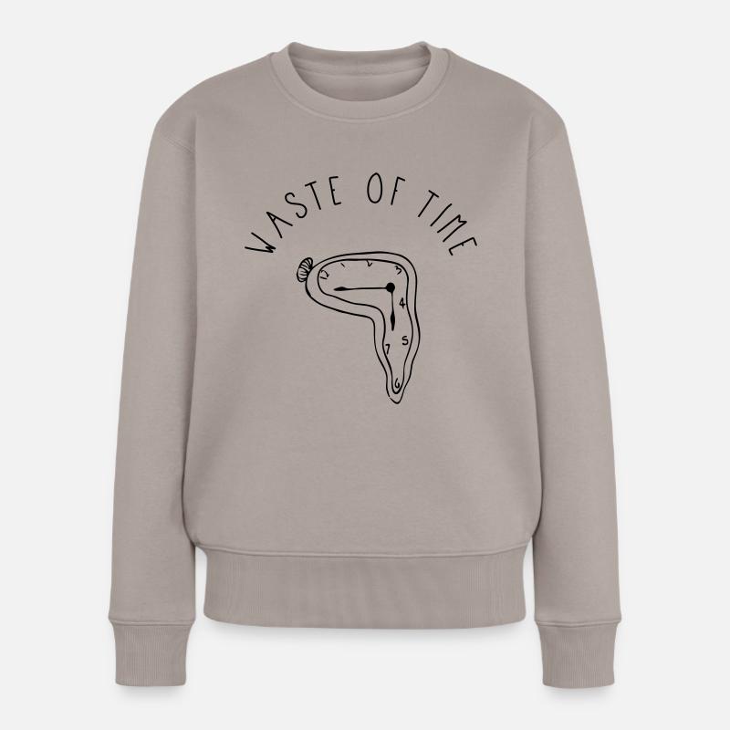 Waste Of Time - Frauen Premium Bio Pullover - Taupe