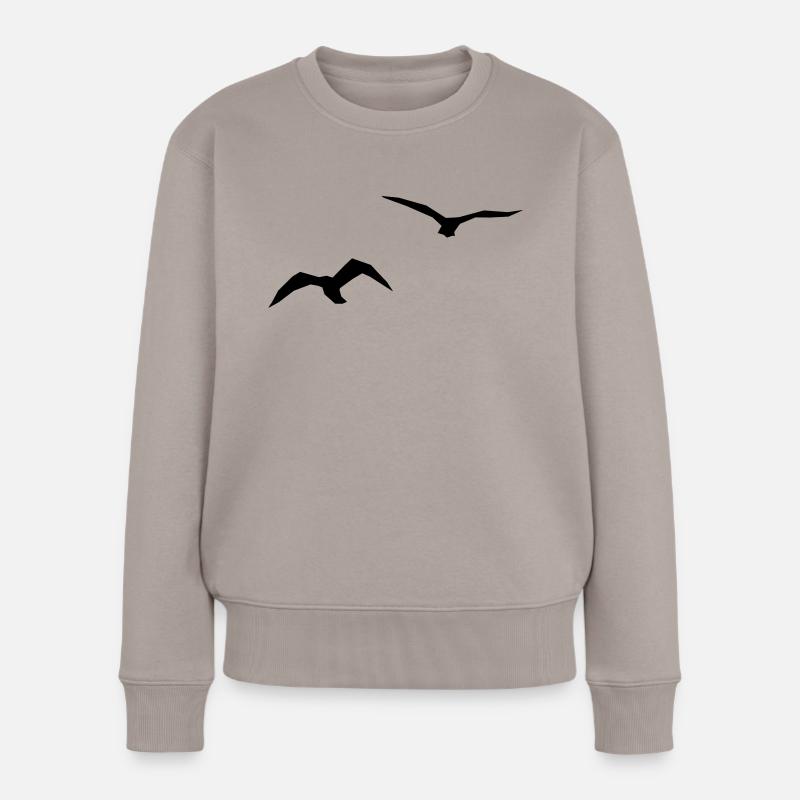Vögel - Frauen Premium Bio Pullover - Taupe