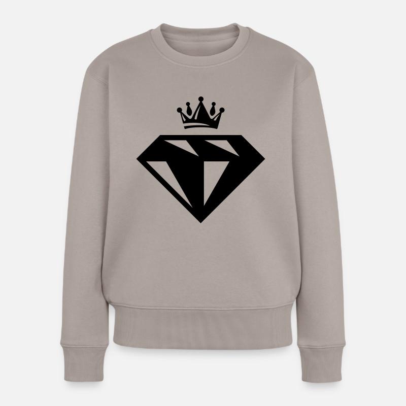 diamond crown - Frauen Premium Bio Pullover - Taupe