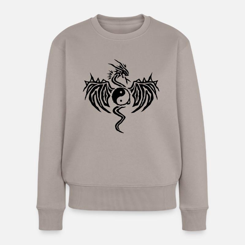 Yin Yang Dragon - Pull Premium bio Femme - taupe