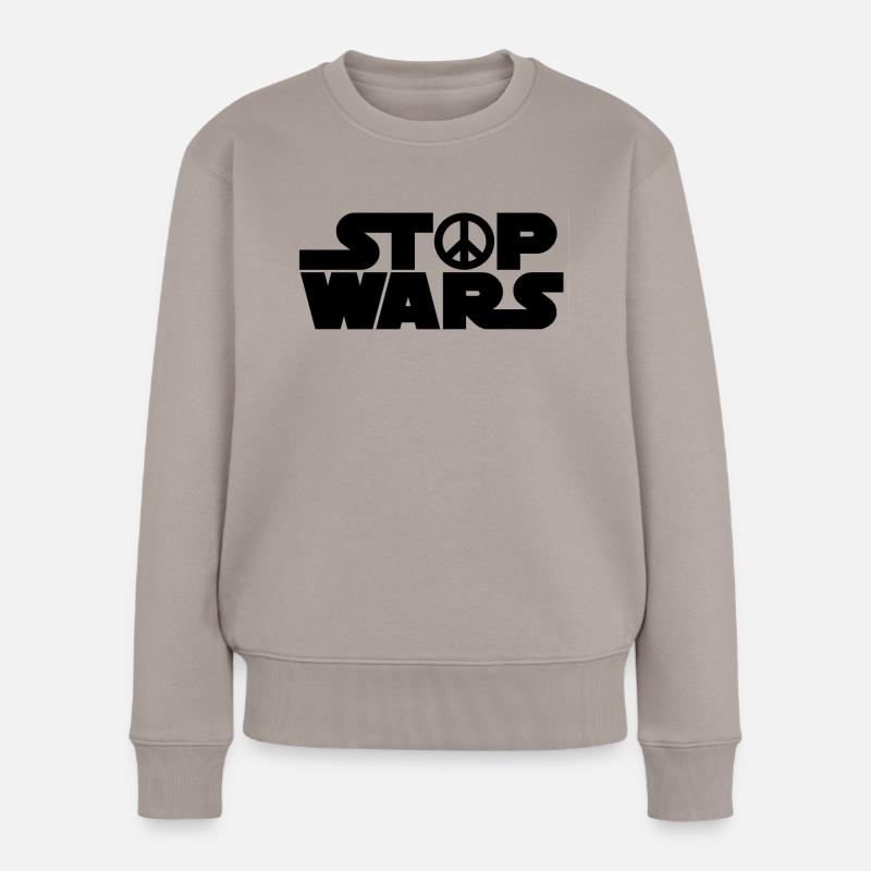 peace stop wars - Frauen Premium Bio Pullover - Taupe