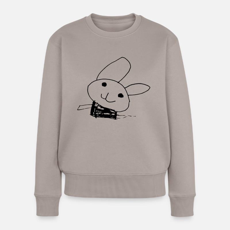 Kinderzeichnung Ostern - Frauen Premium Bio Pullover - Taupe