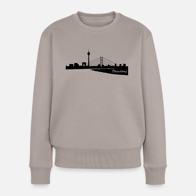 Düsseldorf Skyline 2 - Frauen Premium Bio Pullover - Taupe