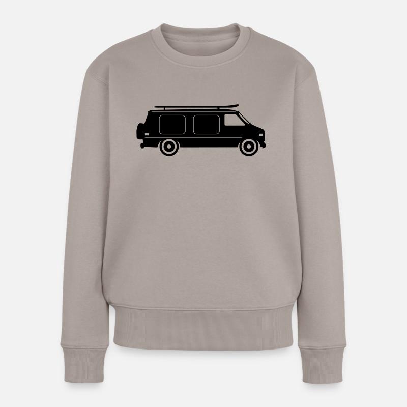 CAMPER BUS Wohnmobil Auto - Frauen Premium Bio Pullover - Taupe