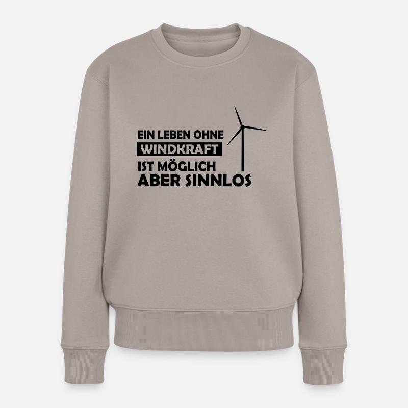 ein leben ohne windkraft - Frauen Premium Bio Pullover - Taupe