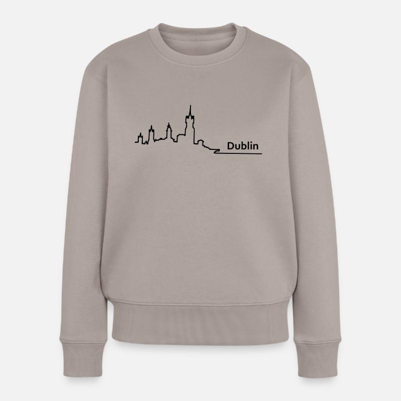dublin skyline - Frauen Premium Bio Pullover - Taupe