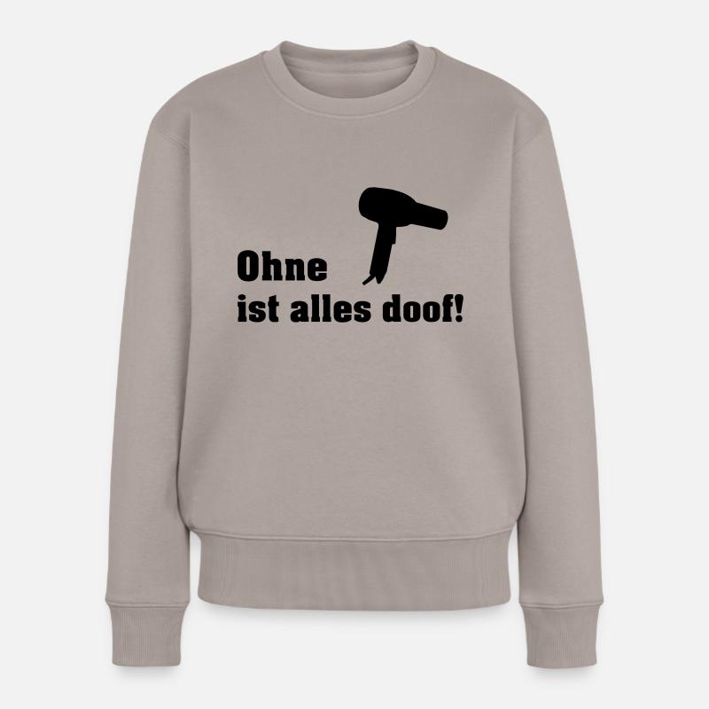 ohne fön - Frauen Premium Bio Pullover - Taupe