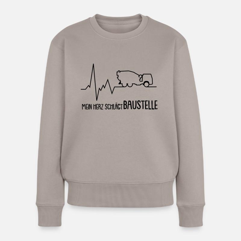 mein herz schlägt baustelle - Frauen Premium Bio Pullover - Taupe