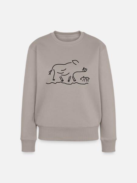 wildschwein mit frischling - Frauen Premium Bio Pullover - Taupe