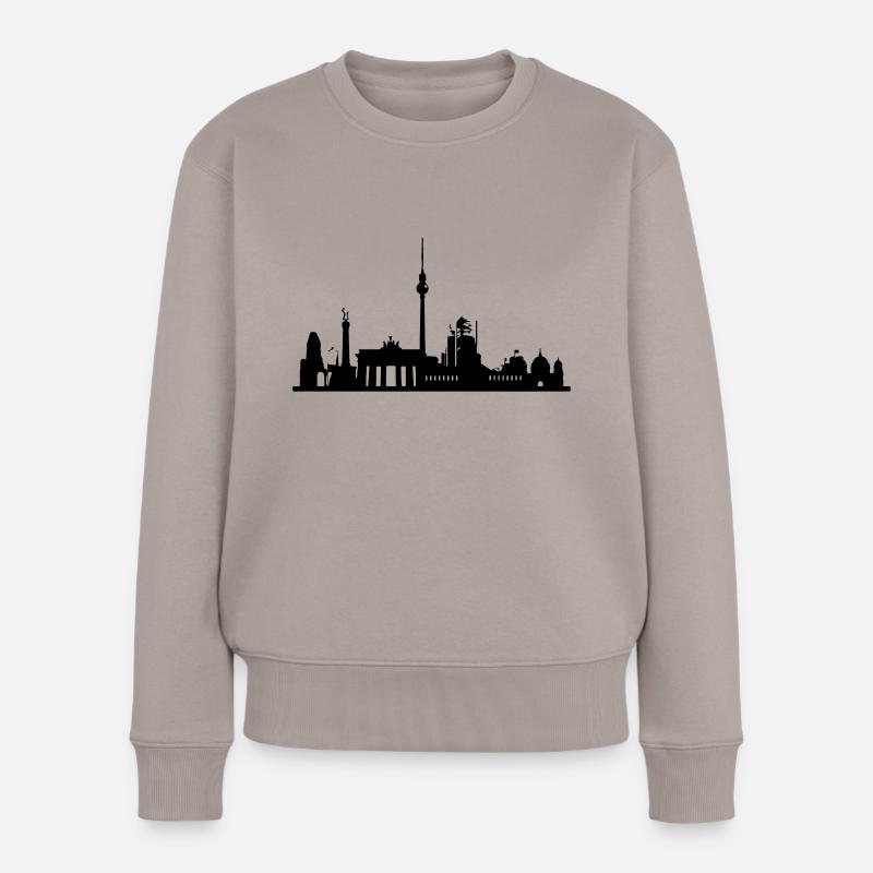 Berlin Skyline - Frauen Premium Bio Pullover - Taupe