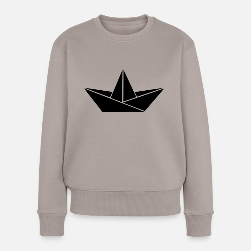 faltschiffchen - Frauen Premium Bio Pullover - Taupe