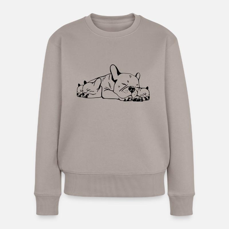 French Bulldog Mama - Frauen Premium Bio Pullover - Taupe